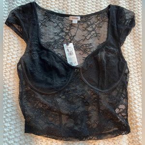 GARAGE Black Lace Crop Top